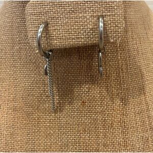 Silver Hoop Earrings with Chain Detail